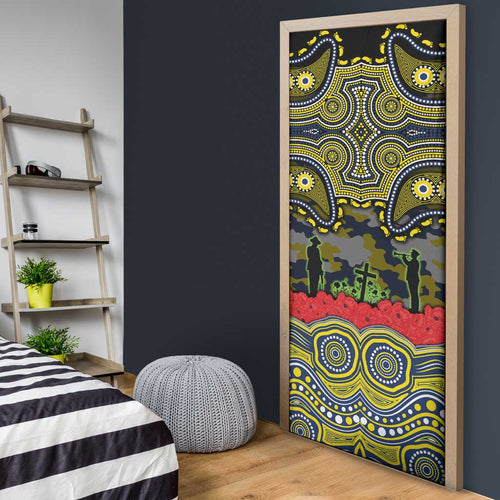 ANZAC Day North Queensland Cowboys Door Cover Military Memorial Aboriginal Indigenous Art