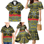 ANZAC Day North Queensland Cowboys Family Matching Mermaid Dress and Hawaiian Shirt Military Memorial Aboriginal Indigenous Art