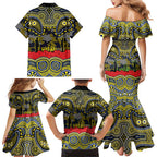 ANZAC Day North Queensland Cowboys Family Matching Mermaid Dress and Hawaiian Shirt Military Memorial Aboriginal Indigenous Art
