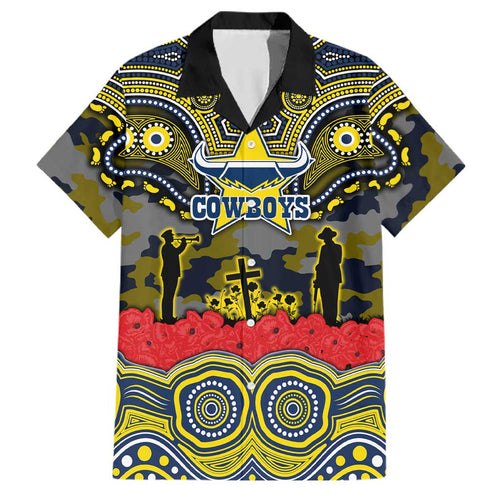 ANZAC Day North Queensland Cowboys Family Matching Mermaid Dress and Hawaiian Shirt Military Memorial Aboriginal Indigenous Art