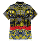 ANZAC Day North Queensland Cowboys Family Matching Off The Shoulder Long Sleeve Dress and Hawaiian Shirt Military Memorial Aboriginal Indigenous Art