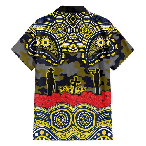 ANZAC Day North Queensland Cowboys Family Matching Off The Shoulder Long Sleeve Dress and Hawaiian Shirt Military Memorial Aboriginal Indigenous Art