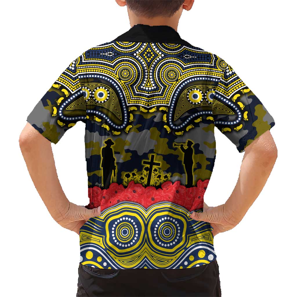 ANZAC Day North Queensland Cowboys Family Matching Off Shoulder Maxi Dress and Hawaiian Shirt Military Memorial Aboriginal Indigenous Art