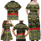 ANZAC Day North Queensland Cowboys Family Matching Off Shoulder Maxi Dress and Hawaiian Shirt Military Memorial Aboriginal Indigenous Art