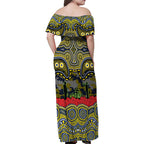 ANZAC Day North Queensland Cowboys Family Matching Off Shoulder Maxi Dress and Hawaiian Shirt Military Memorial Aboriginal Indigenous Art