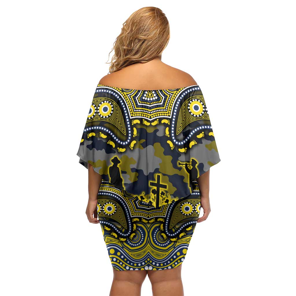 ANZAC Day North Queensland Cowboys Family Matching Off Shoulder Short Dress and Hawaiian Shirt Military Memorial Aboriginal Indigenous Art
