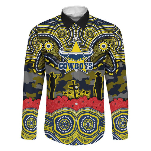 ANZAC Day North Queensland Cowboys Family Matching Puletasi and Hawaiian Shirt Military Memorial Aboriginal Indigenous Art
