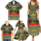 ANZAC Day North Queensland Cowboys Family Matching Summer Maxi Dress and Hawaiian Shirt Military Memorial Aboriginal Indigenous Art