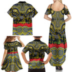 ANZAC Day North Queensland Cowboys Family Matching Summer Maxi Dress and Hawaiian Shirt Military Memorial Aboriginal Indigenous Art