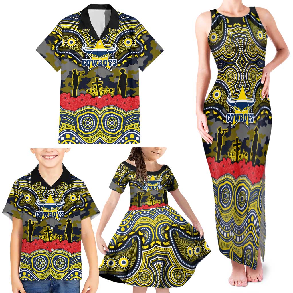 ANZAC Day North Queensland Cowboys Family Matching Tank Maxi Dress and Hawaiian Shirt Military Memorial Aboriginal Indigenous Art