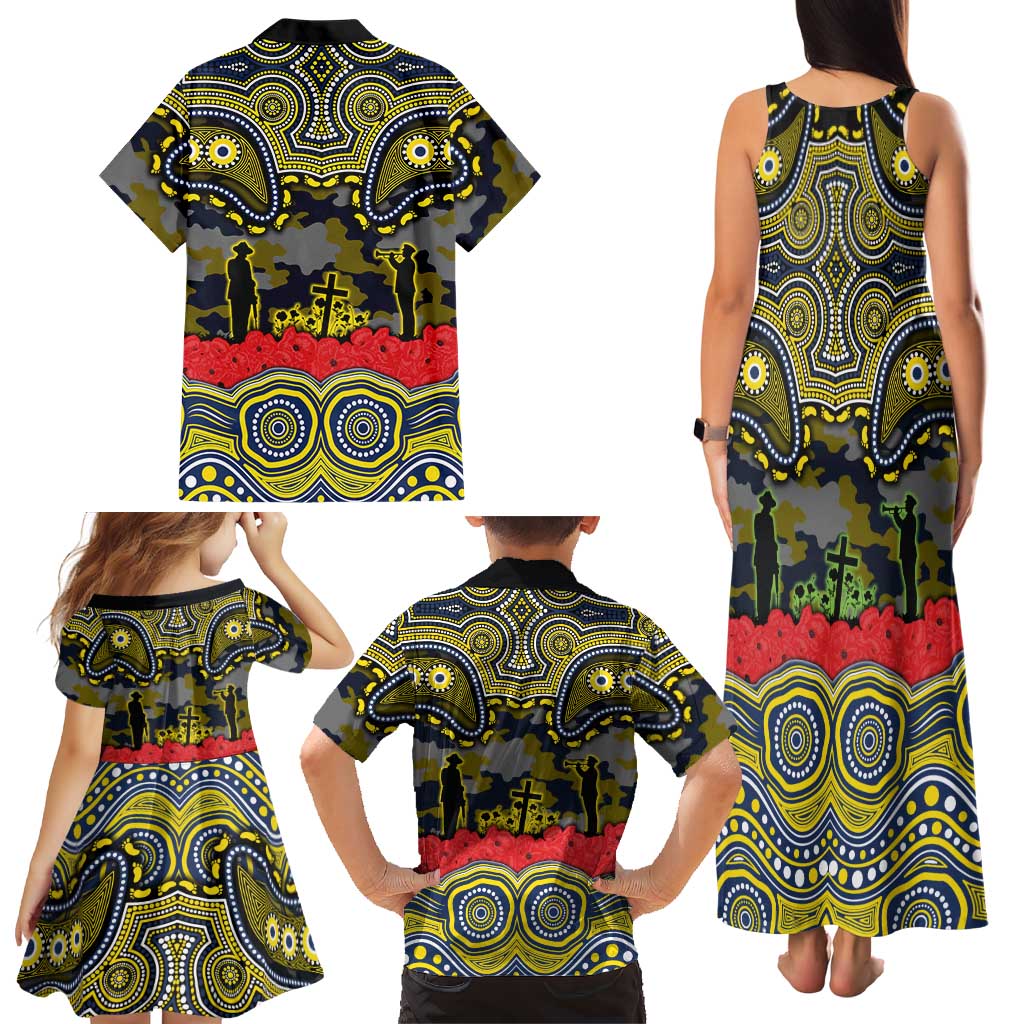 ANZAC Day North Queensland Cowboys Family Matching Tank Maxi Dress and Hawaiian Shirt Military Memorial Aboriginal Indigenous Art