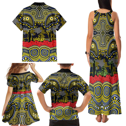 ANZAC Day North Queensland Cowboys Family Matching Tank Maxi Dress and Hawaiian Shirt Military Memorial Aboriginal Indigenous Art