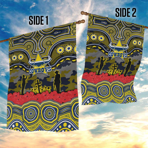 ANZAC Day North Queensland Cowboys Garden Flag Military Memorial Aboriginal Indigenous Art