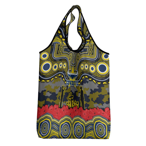 ANZAC Day North Queensland Cowboys Grocery Bag Military Memorial Aboriginal Indigenous Art