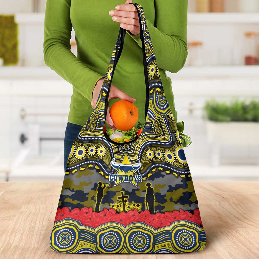 ANZAC Day North Queensland Cowboys Grocery Bag Military Memorial Aboriginal Indigenous Art