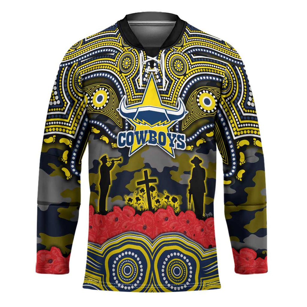 ANZAC Day North Queensland Cowboys Hockey Jersey Military Memorial Aboriginal Indigenous Art