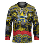 ANZAC Day North Queensland Cowboys Hockey Jersey Military Memorial Aboriginal Indigenous Art