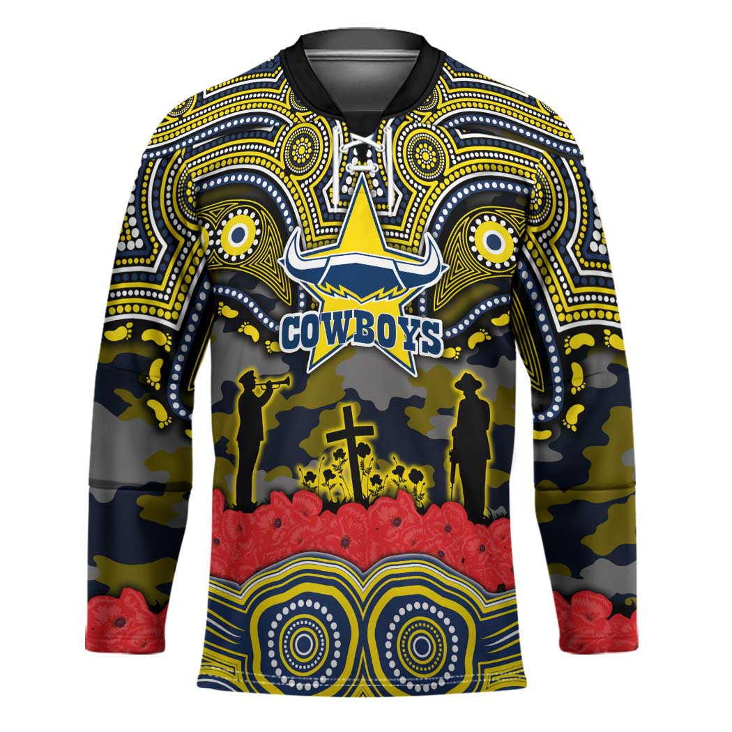 ANZAC Day North Queensland Cowboys Hockey Jersey Military Memorial Aboriginal Indigenous Art