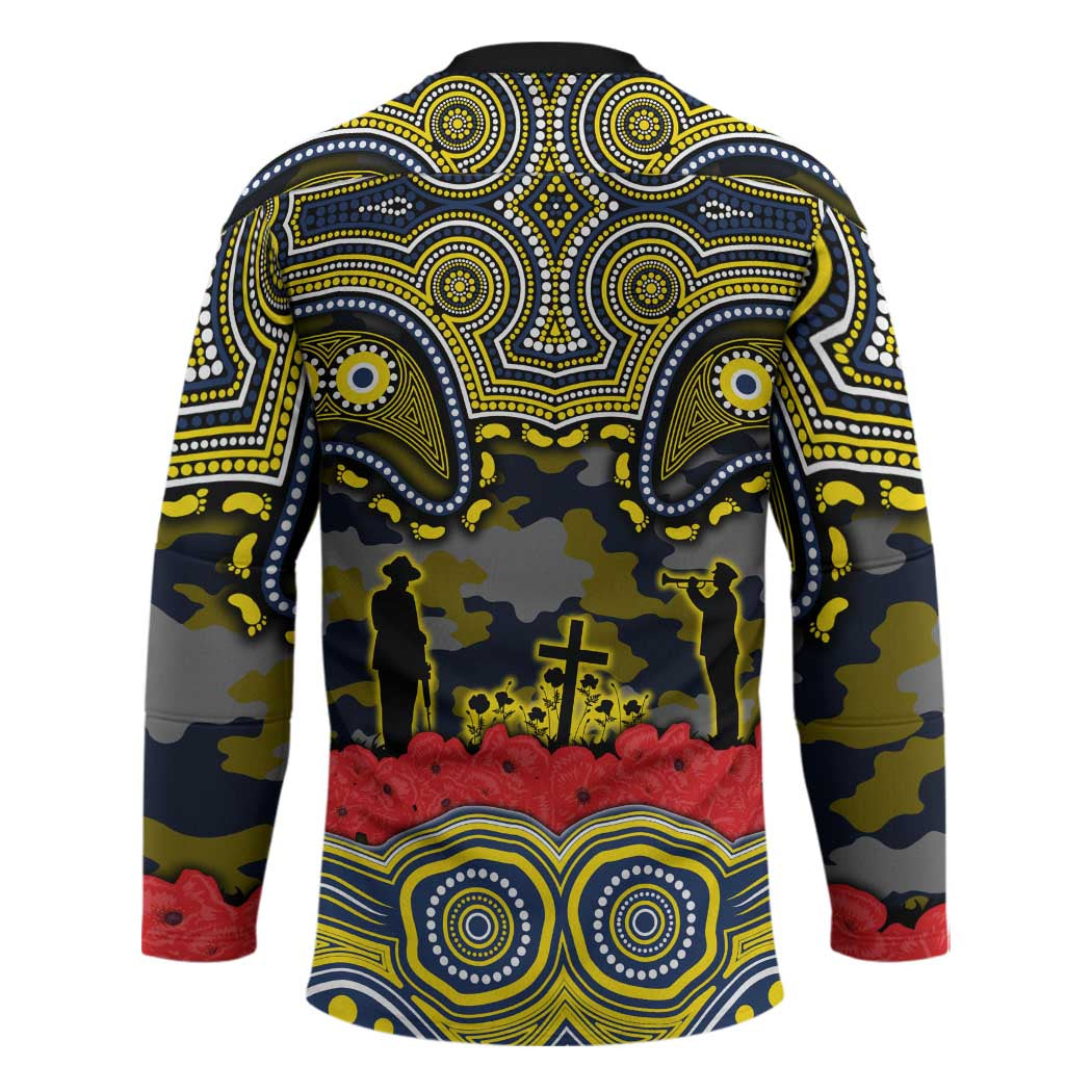 ANZAC Day North Queensland Cowboys Hockey Jersey Military Memorial Aboriginal Indigenous Art