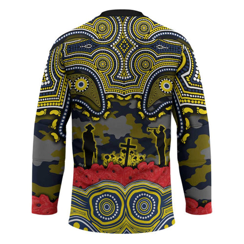 ANZAC Day North Queensland Cowboys Hockey Jersey Military Memorial Aboriginal Indigenous Art
