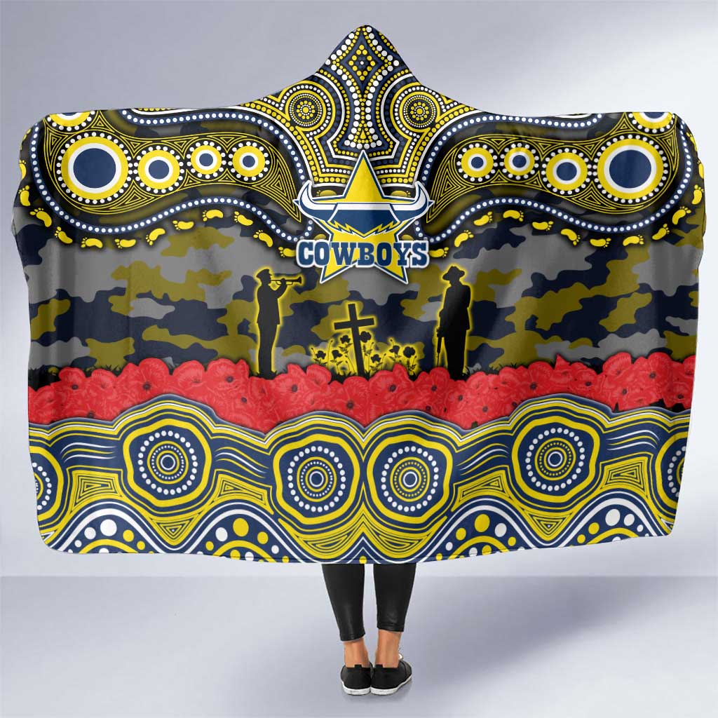 ANZAC Day North Queensland Cowboys Hooded Blanket Military Memorial Aboriginal Indigenous Art