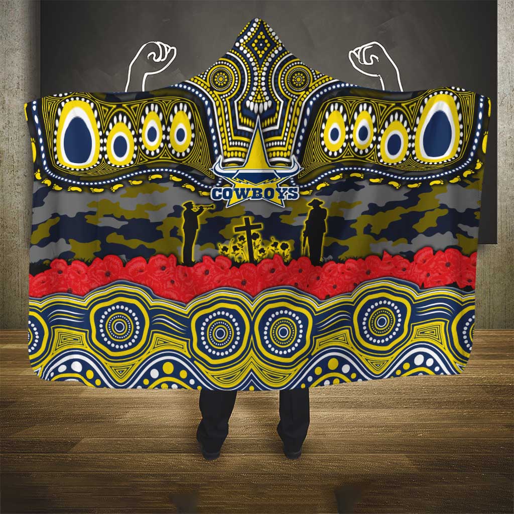 ANZAC Day North Queensland Cowboys Hooded Blanket Military Memorial Aboriginal Indigenous Art