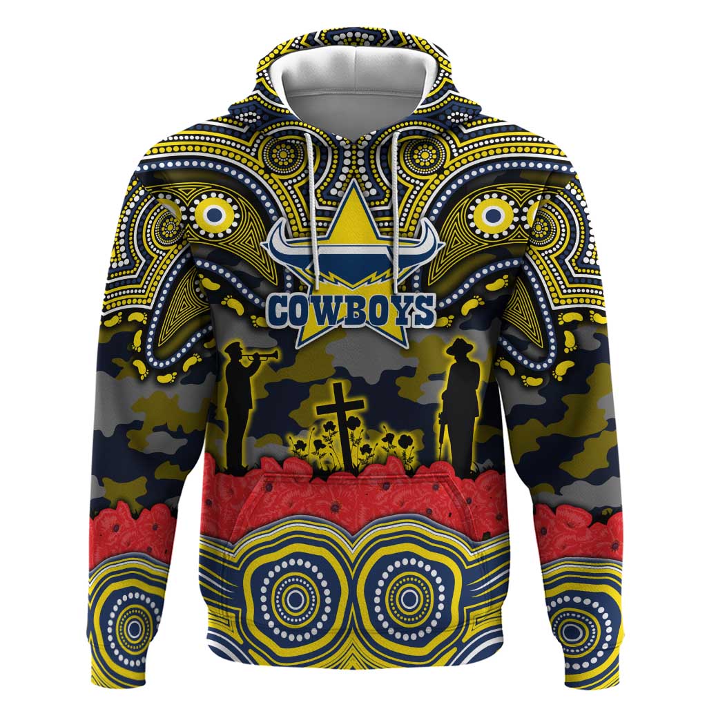 ANZAC Day North Queensland Cowboys Hoodie Military Memorial Aboriginal Indigenous Art