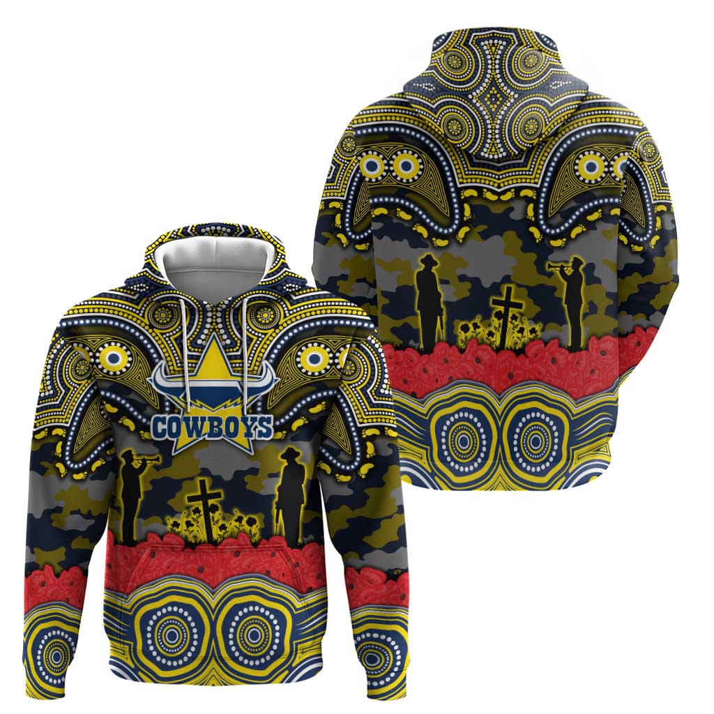 ANZAC Day North Queensland Cowboys Hoodie Military Memorial Aboriginal Indigenous Art