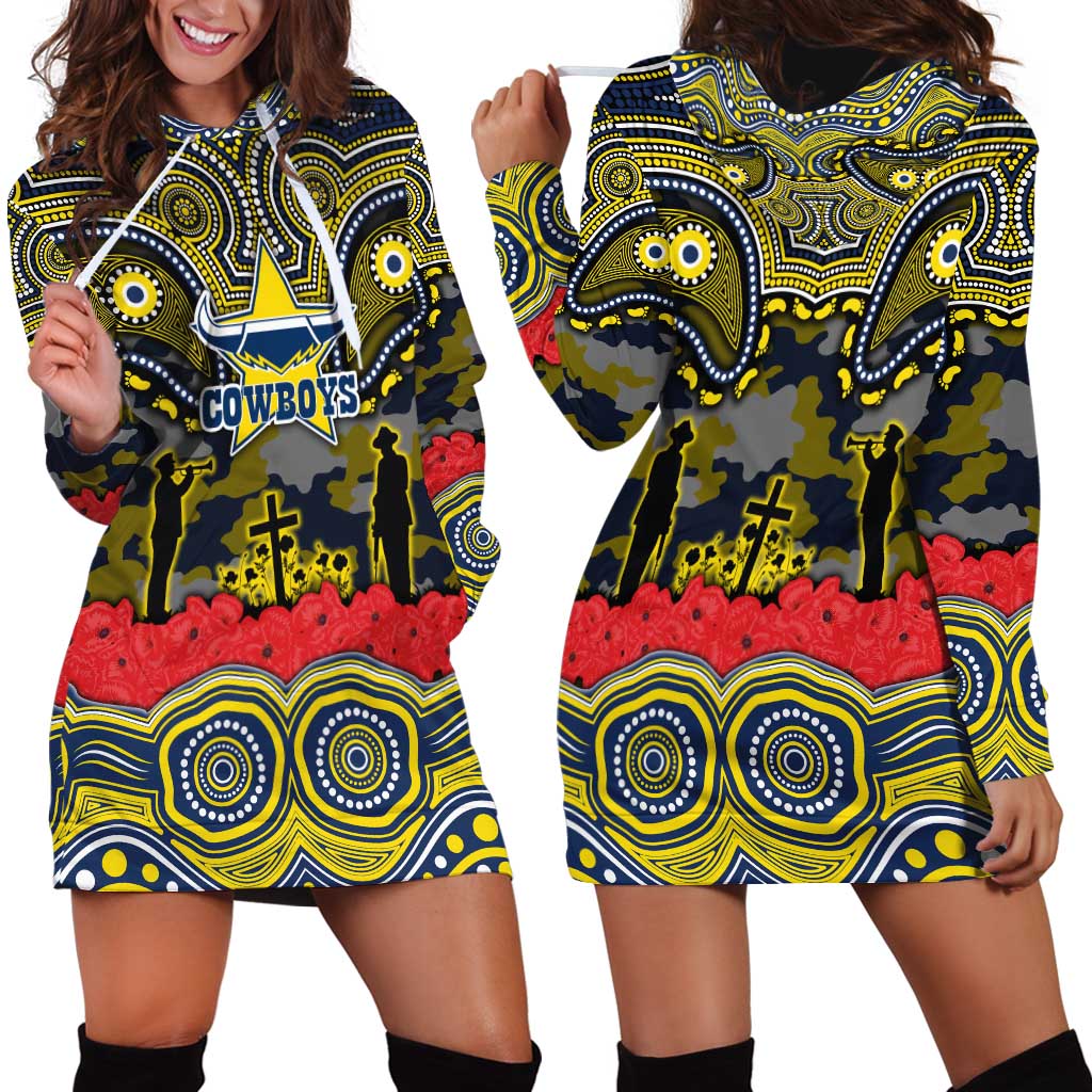 ANZAC Day North Queensland Cowboys Hoodie Dress Military Memorial Aboriginal Indigenous Art