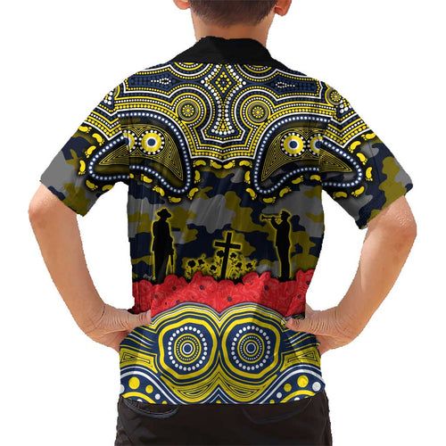 ANZAC Day North Queensland Cowboys Kid Hawaiian Shirt Military Memorial Aboriginal Indigenous Art