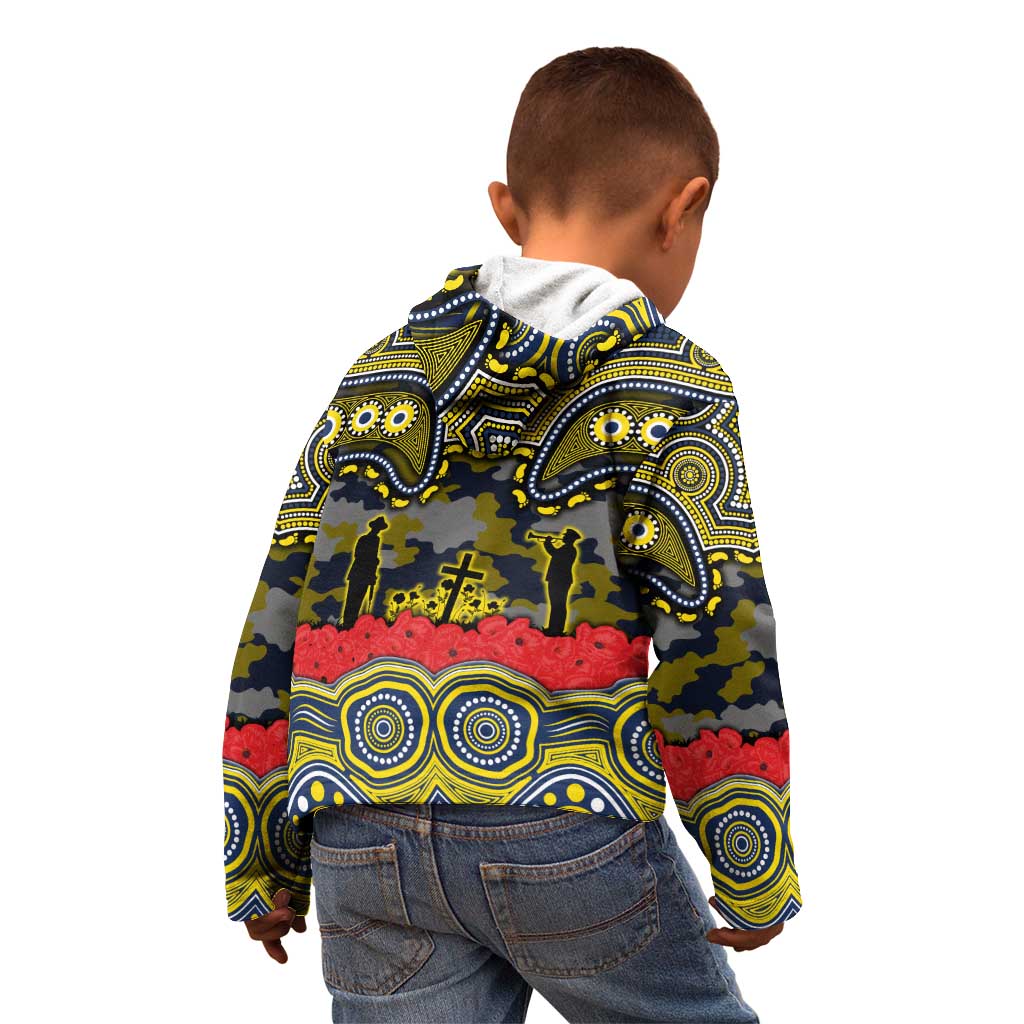 ANZAC Day North Queensland Cowboys Kid Hoodie Military Memorial Aboriginal Indigenous Art