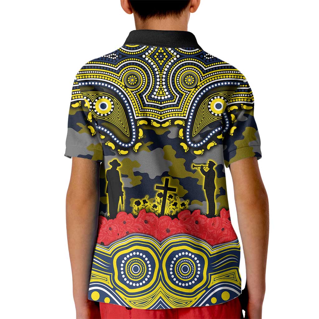 ANZAC Day North Queensland Cowboys Kid Polo Shirt Military Memorial Aboriginal Indigenous Art