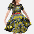 ANZAC Day North Queensland Cowboys Kid Short Sleeve Dress Military Memorial Aboriginal Indigenous Art