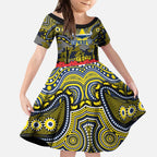 ANZAC Day North Queensland Cowboys Kid Short Sleeve Dress Military Memorial Aboriginal Indigenous Art