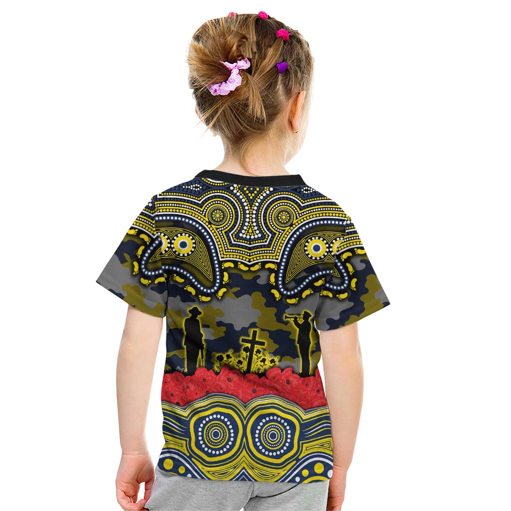 ANZAC Day North Queensland Cowboys Kid T Shirt Military Memorial Aboriginal Indigenous Art