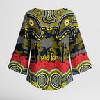 ANZAC Day North Queensland Cowboys Kimono Sleeve Blouse Military Memorial Aboriginal Indigenous Art