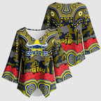 ANZAC Day North Queensland Cowboys Kimono Sleeve Blouse Military Memorial Aboriginal Indigenous Art