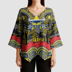 ANZAC Day North Queensland Cowboys Kimono Sleeve Blouse Military Memorial Aboriginal Indigenous Art