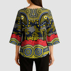 ANZAC Day North Queensland Cowboys Kimono Sleeve Blouse Military Memorial Aboriginal Indigenous Art