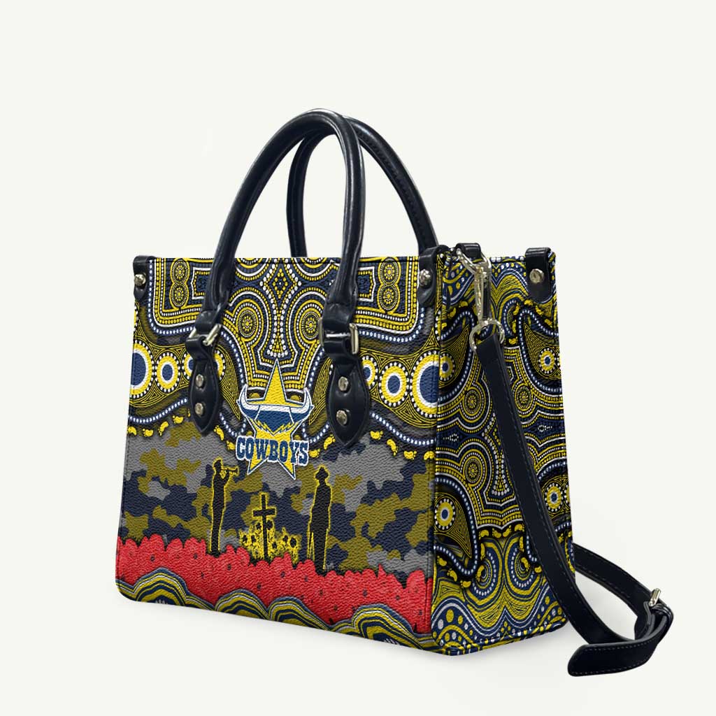ANZAC Day North Queensland Cowboys Leather Bag Military Memorial Aboriginal Indigenous Art