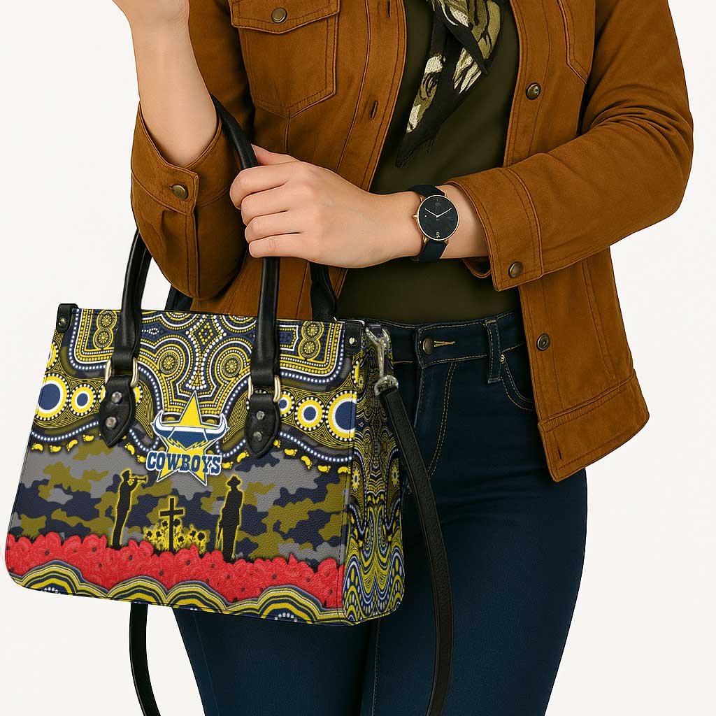 ANZAC Day North Queensland Cowboys Leather Bag Military Memorial Aboriginal Indigenous Art