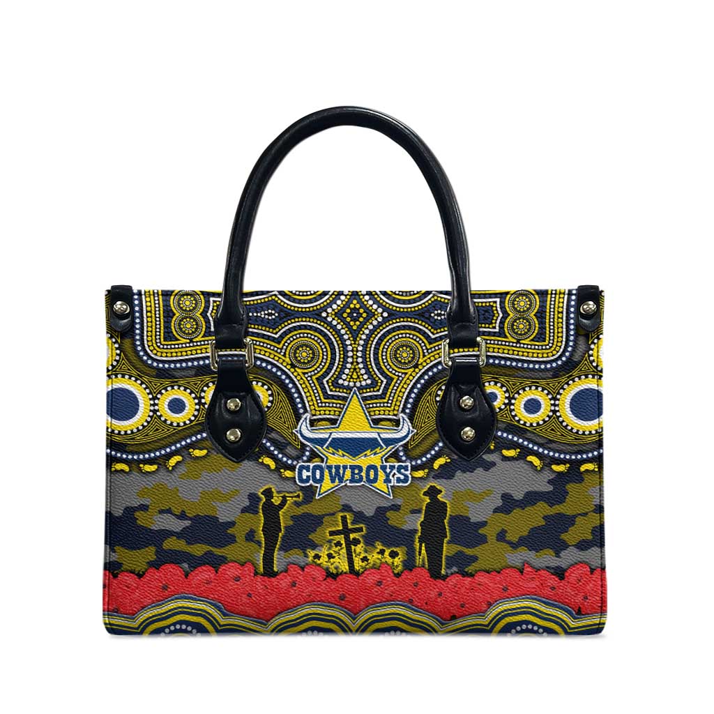 ANZAC Day North Queensland Cowboys Leather Bag Military Memorial Aboriginal Indigenous Art