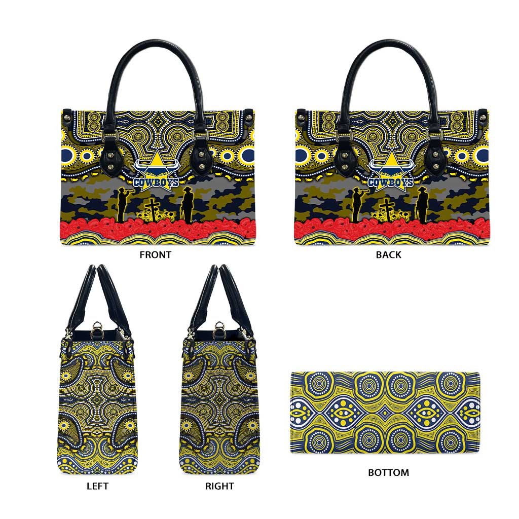 ANZAC Day North Queensland Cowboys Leather Bag Military Memorial Aboriginal Indigenous Art
