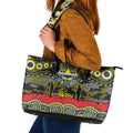 ANZAC Day North Queensland Cowboys Leather Tote Bag Military Memorial Aboriginal Indigenous Art