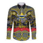ANZAC Day North Queensland Cowboys Long Sleeve Button Shirt Military Memorial Aboriginal Indigenous Art