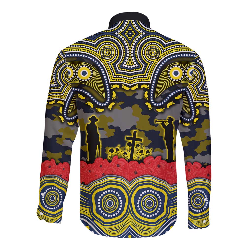 ANZAC Day North Queensland Cowboys Long Sleeve Button Shirt Military Memorial Aboriginal Indigenous Art