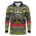 ANZAC Day North Queensland Cowboys Long Sleeve Polo Shirt Military Memorial Aboriginal Indigenous Art