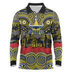ANZAC Day North Queensland Cowboys Long Sleeve Polo Shirt Military Memorial Aboriginal Indigenous Art