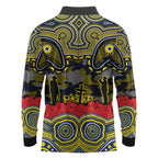 ANZAC Day North Queensland Cowboys Long Sleeve Polo Shirt Military Memorial Aboriginal Indigenous Art