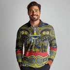 ANZAC Day North Queensland Cowboys Long Sleeve Polo Shirt Military Memorial Aboriginal Indigenous Art